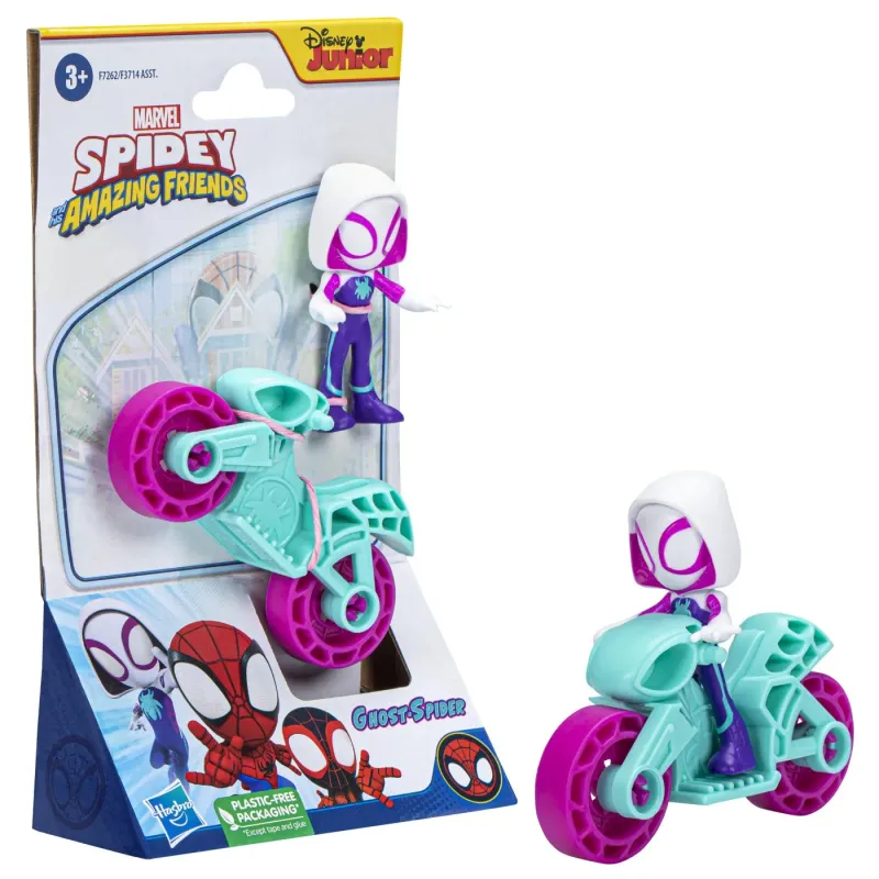 SPIDERMAN SET MOTOCICLETĂ ȘI FIGURINĂ GHOST SPIDER 6CM