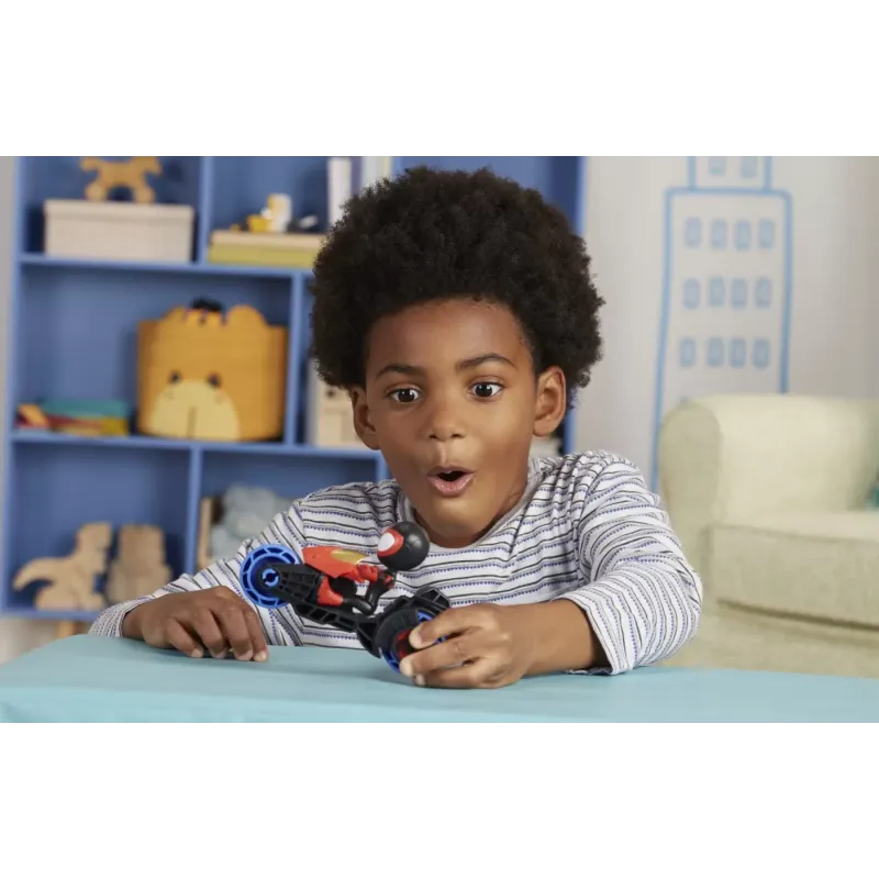 SPIDEY PRIETENII EXTRAORDINARI SET MOTOCICLETĂ ȘI FIGURINĂ MILES MORALES SPIDER MAN 10CM