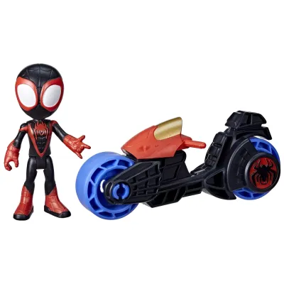 SPIDEY PRIETENII EXTRAORDINARI SET MOTOCICLETĂ ȘI FIGURINĂ MILES MORALES SPIDER MAN 10CM