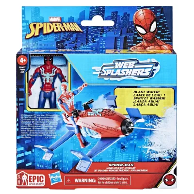 SPIDERMAN SET VEHICUL HYDRO JET ȘI FIGURINĂ SPIDER MAN 10CM