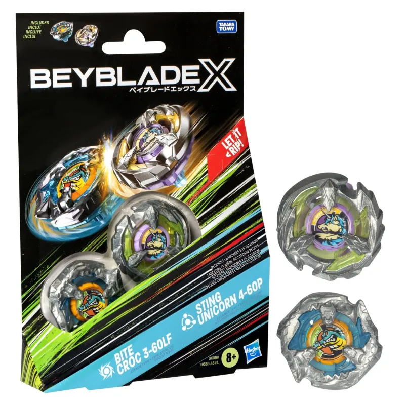 BEYBLADE X PACHET DUO BITE CROC 3-60LF ȘI STING UNICORN 4-60P