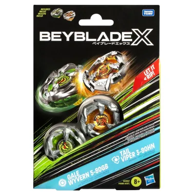 BEYBLADE X PACHET DUO TAIL VIPER 3-80HN ȘI GALE WYVERN 5-80GB