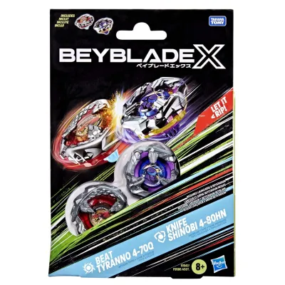 BEYBLADE X PACHET DUO BEAT TYRANNO 4-70Q ȘI KNIFE SHINOBI 4-80HN