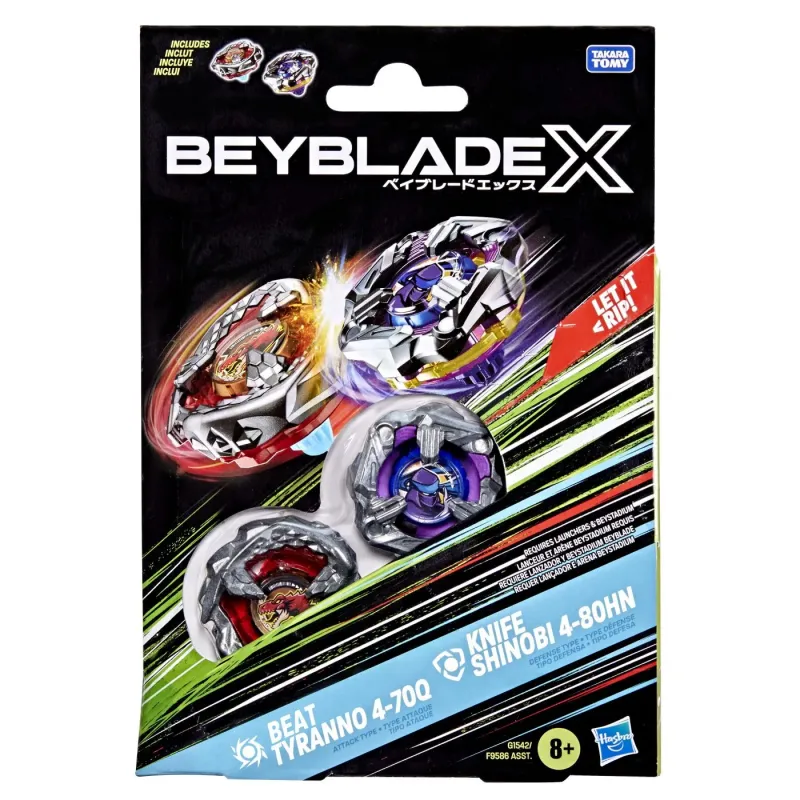BEYBLADE X PACHET DUO BEAT TYRANNO 4-70Q ȘI KNIFE SHINOBI 4-80HN