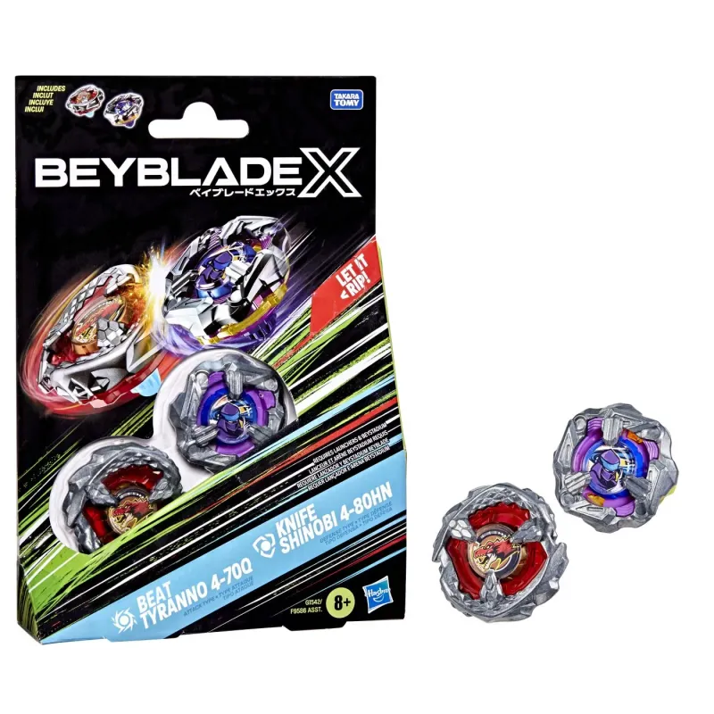 BEYBLADE X PACHET DUO BEAT TYRANNO 4-70Q ȘI KNIFE SHINOBI 4-80HN