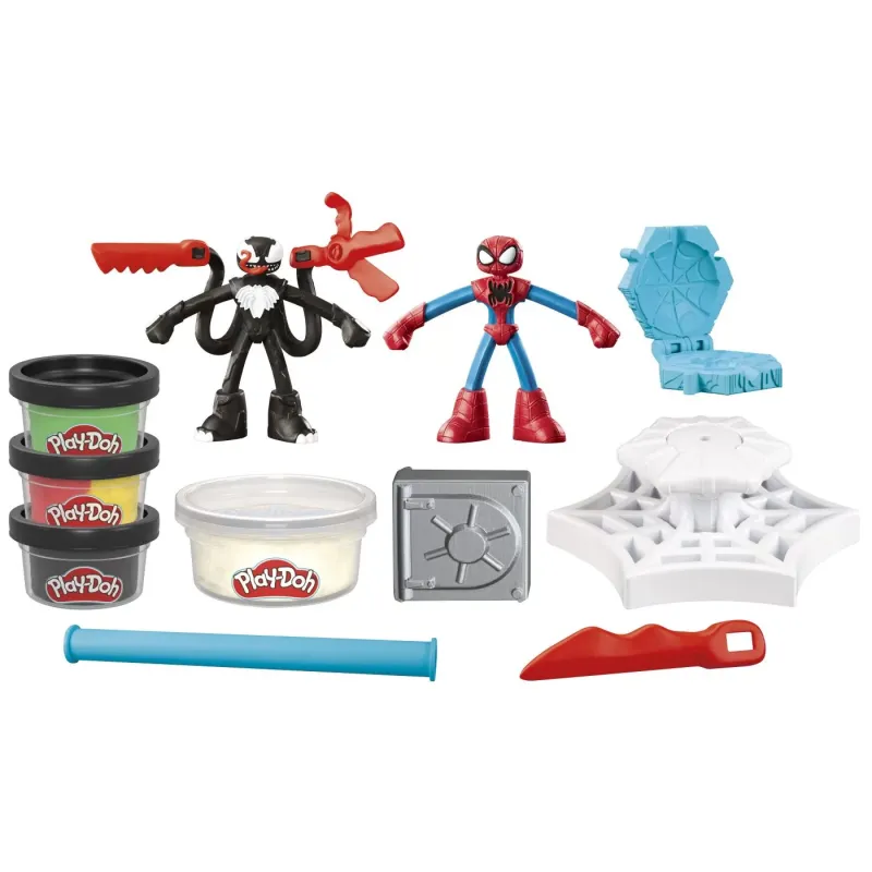 PLAY DOH SPIDERMAN SET 2 FIGURINE BATALIE CU LANSATOR ȘI SULITA