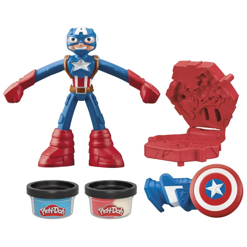 PLAY-DOH MARVEL FIGURINĂ FLEXIBILA CU ACCESORII CAPTAIN AMERICA 10CM