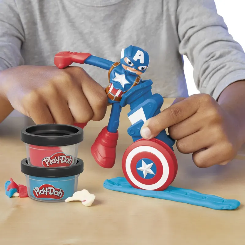 PLAY-DOH MARVEL FIGURINĂ FLEXIBILA CU ACCESORII CAPTAIN AMERICA 10CM