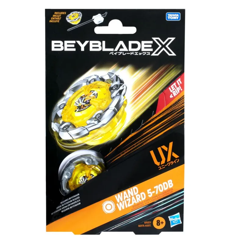 BEYBLADE X LET IT RIP SET LANSATOR ȘI ROATA WAND WIZARD 5-70DB UX