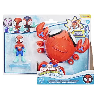 SPIDEY ȘI PRIETENII LUI UIMITORI MARVEL SET FIGURINĂ 7.6CM ȘI SUBMARINUL CRAB PĂIANJEN