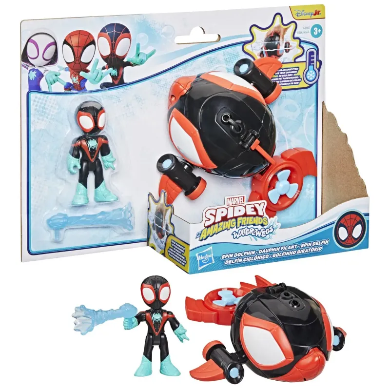 SPIDEY ȘI PRIETENII LUI UIMITORI MARVEL SET FIGURINĂ 7.6CM ȘI SUBMARINUL DELFIN