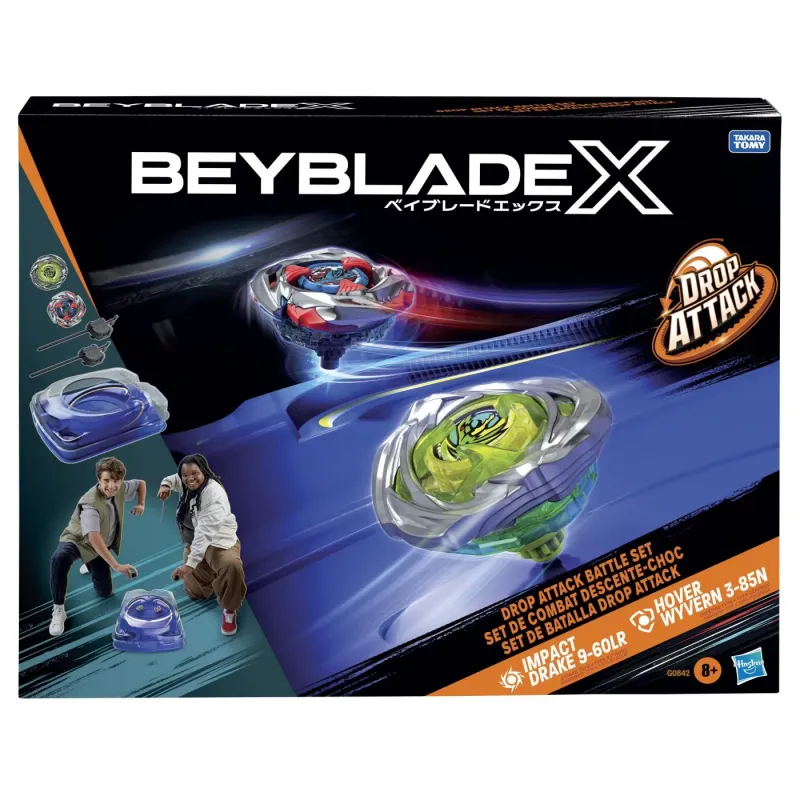 BEYBLADE X SET DE LUPTĂ DROP ATACK IMPACT DRAKE 9-60LR ȘI HOVER WYVERN 3-85N