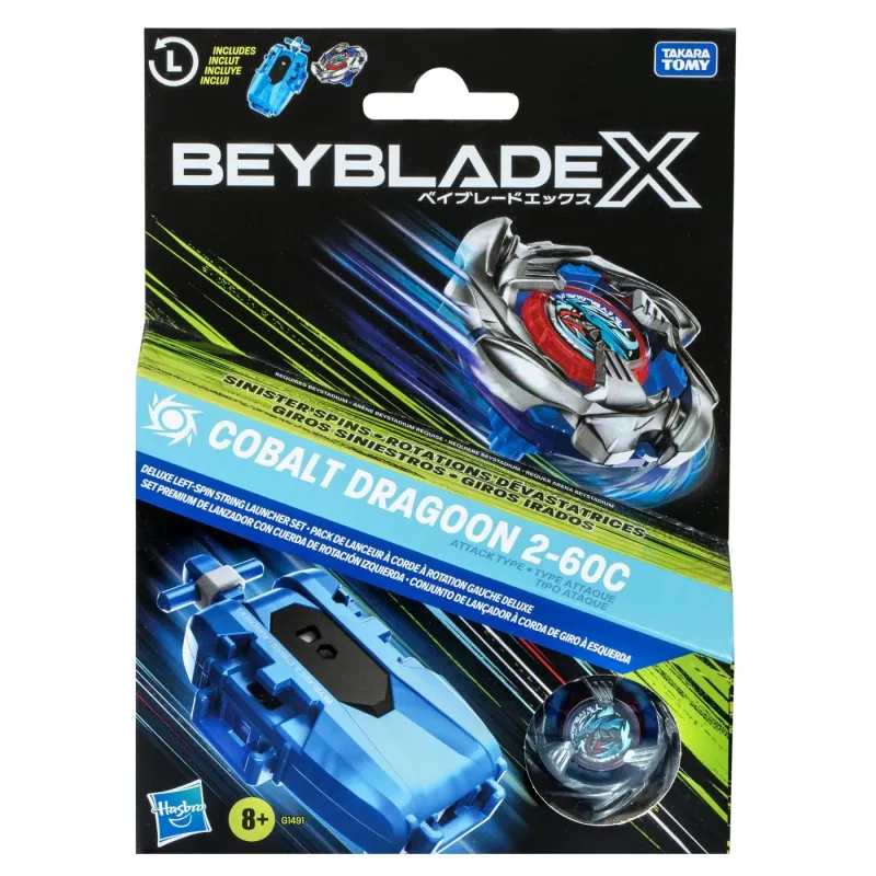 BEYBLADE X LET IT RIP SET LANSATOR ȘI ROATA COBALT DRAGOON 2-60C