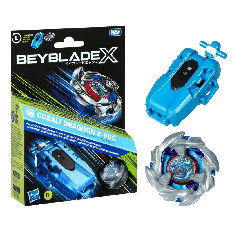 BEYBLADE X LET IT RIP SET LANSATOR ȘI ROATA COBALT DRAGOON 2-60C
