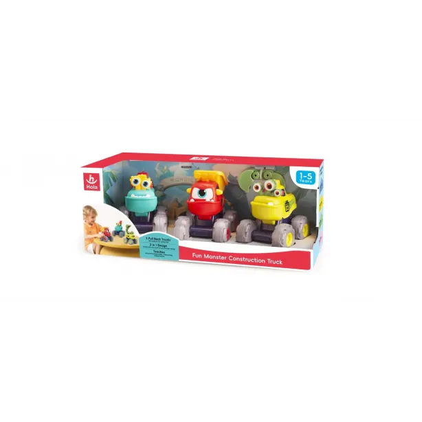 SET 3 MASINUTE DE CONSTRUCTIE MONSTRULETII AMUZANTI CU FRICTIUNE