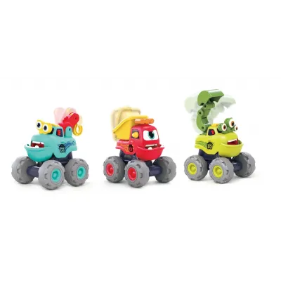 SET 3 MASINUTE DE CONSTRUCTIE MONSTRULETII AMUZANTI CU FRICTIUNE