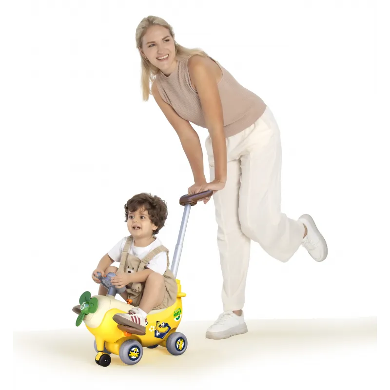 AVION INTERACTIV 4 IN 1 RIDE ON ȘI MANER DE IMPINGERE BANANA
