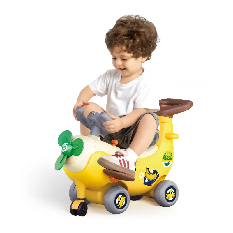 AVION INTERACTIV 4 IN 1 RIDE ON ȘI MANER DE IMPINGERE BANANA