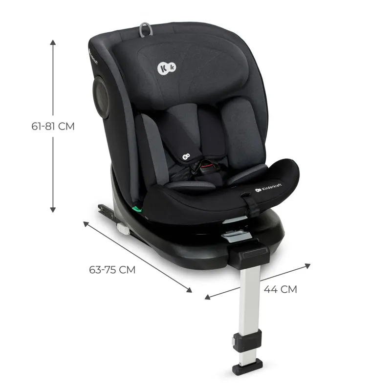 SCAUN AUTO I-SIZE, 40-150 CM, KINDERKRAFT I-360, BLACK