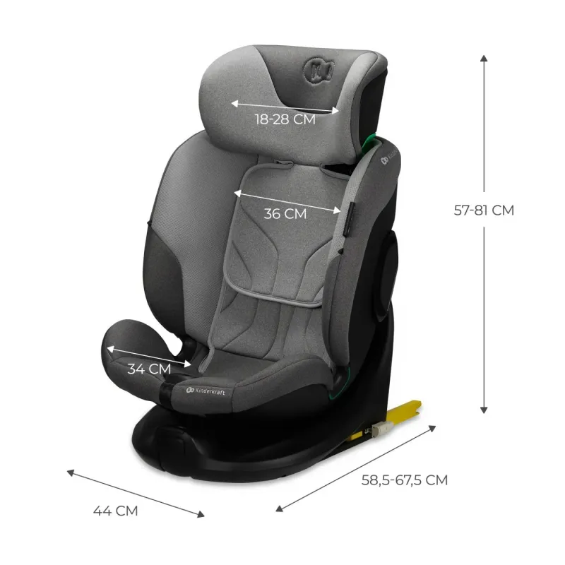 SCAUN AUTO KINDERKRAFT I-FIX, I-SIZE 40-150 CM, COOL GREY