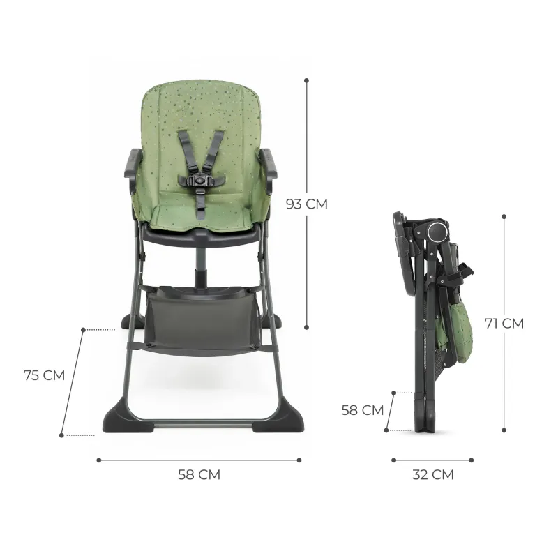 SCAUN DE MASĂ KINDERKRAFT FOLDEE, PLIABIL, GREEN