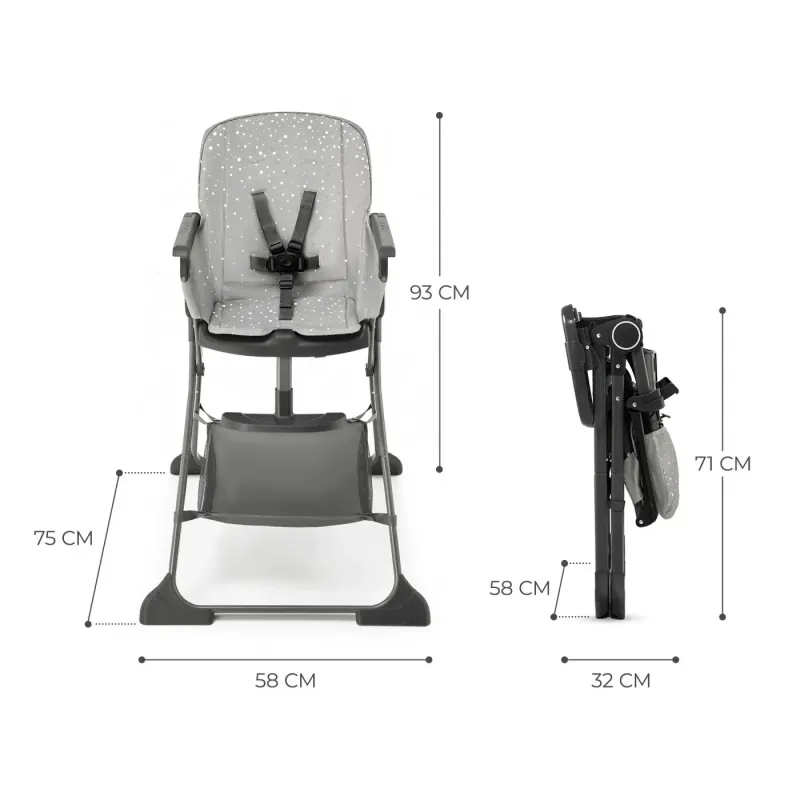 SCAUN DE MASĂ KINDERKRAFT FOLDEE, PLIABIL, GREY