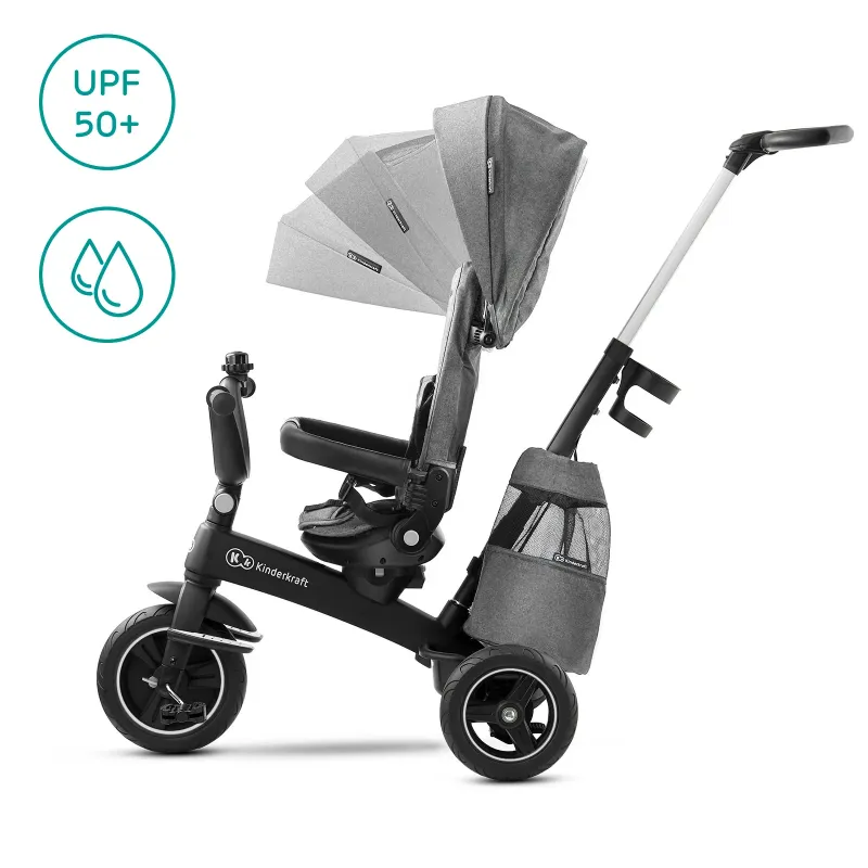 TRICICLETĂ KINDERKRAFT EASYTWIST, PLATINUM GREY