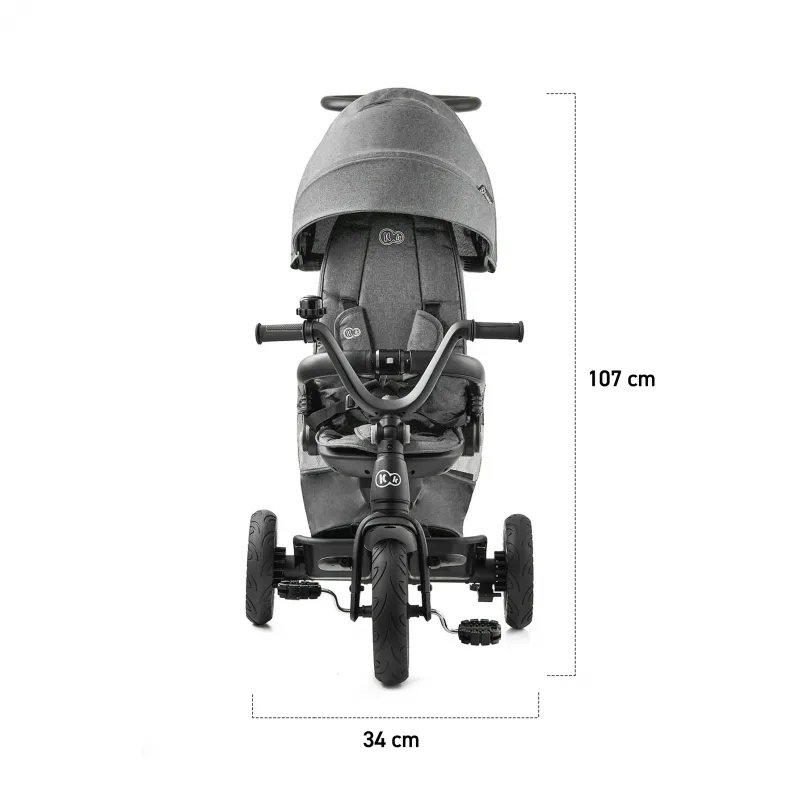 TRICICLETĂ KINDERKRAFT EASYTWIST, PLATINUM GREY
