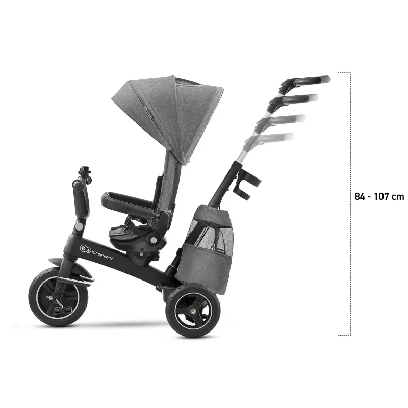 TRICICLETĂ KINDERKRAFT EASYTWIST, PLATINUM GREY