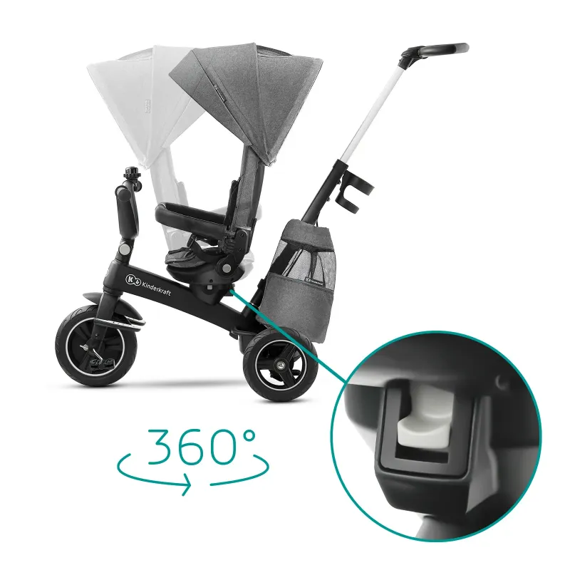 TRICICLETĂ KINDERKRAFT EASYTWIST, PLATINUM GREY