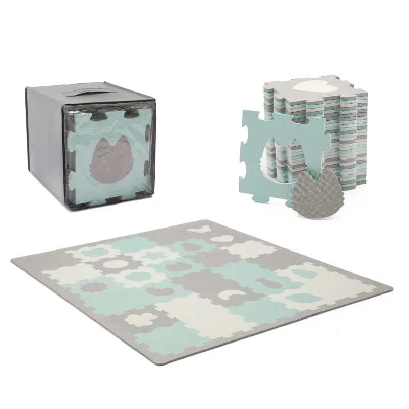 COVORAȘ DE JOACĂ KINDERKRAFT LUNO SHAPES, PUZZLE 3D, SPUMA, MINT
