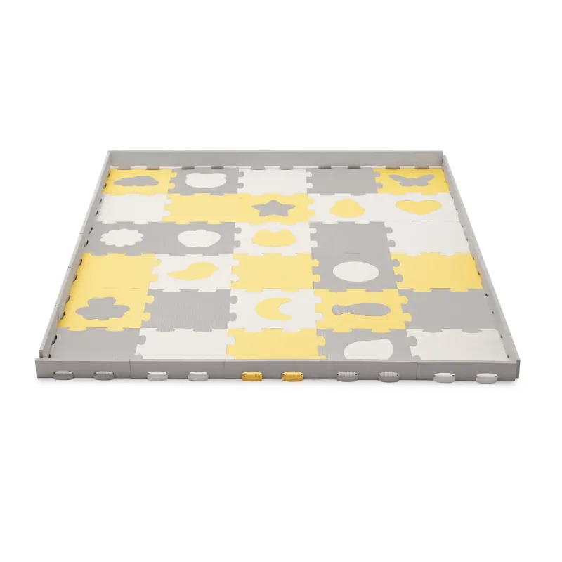 COVORAȘ DE JOACĂ KINDERKRAFT LUNO SHAPES, PUZZLE 3D, SPUMA, YELLOW