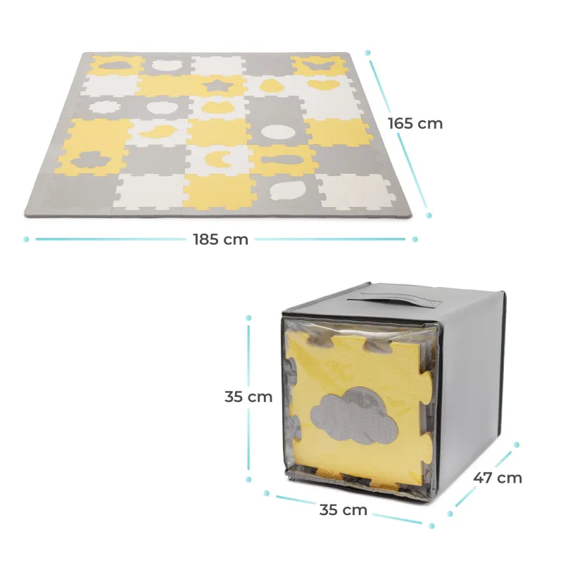 COVORAȘ DE JOACĂ KINDERKRAFT LUNO SHAPES, PUZZLE 3D, SPUMA, YELLOW