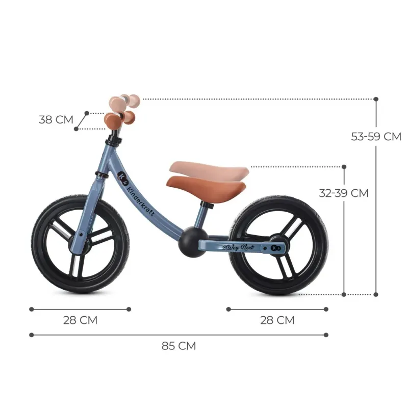 BICICLETĂ FARA PEDALE, KINDERKRAFT - 2WAY NEXT, PORTOCALIU, 12INCH, BLUE SKY