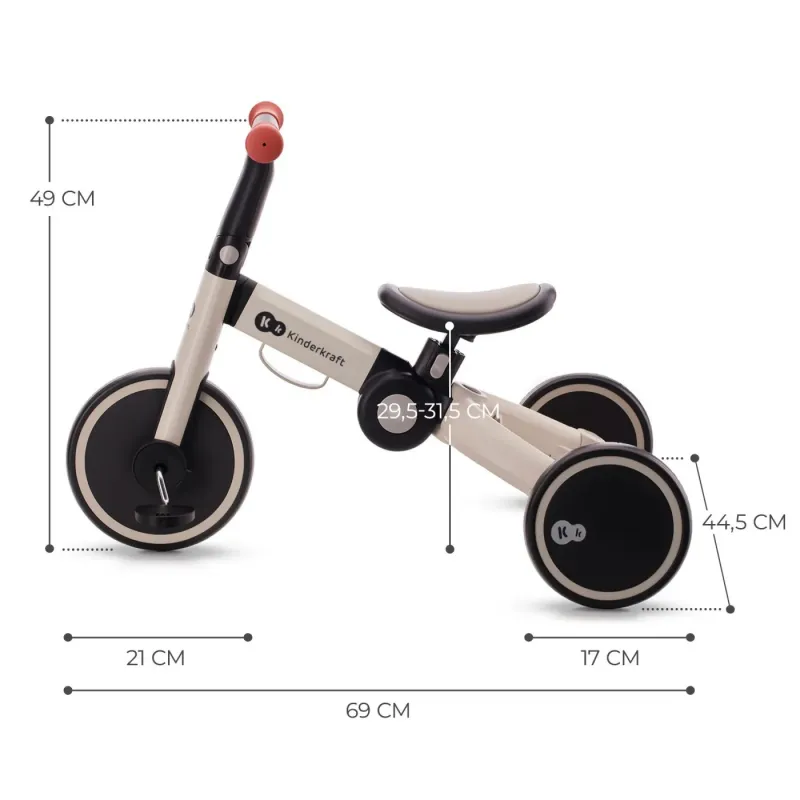 BICICLETĂ DE ECHILIBRU / TRICICLETĂ KINDERKRAFT 4TRIKE, SILVER GREY