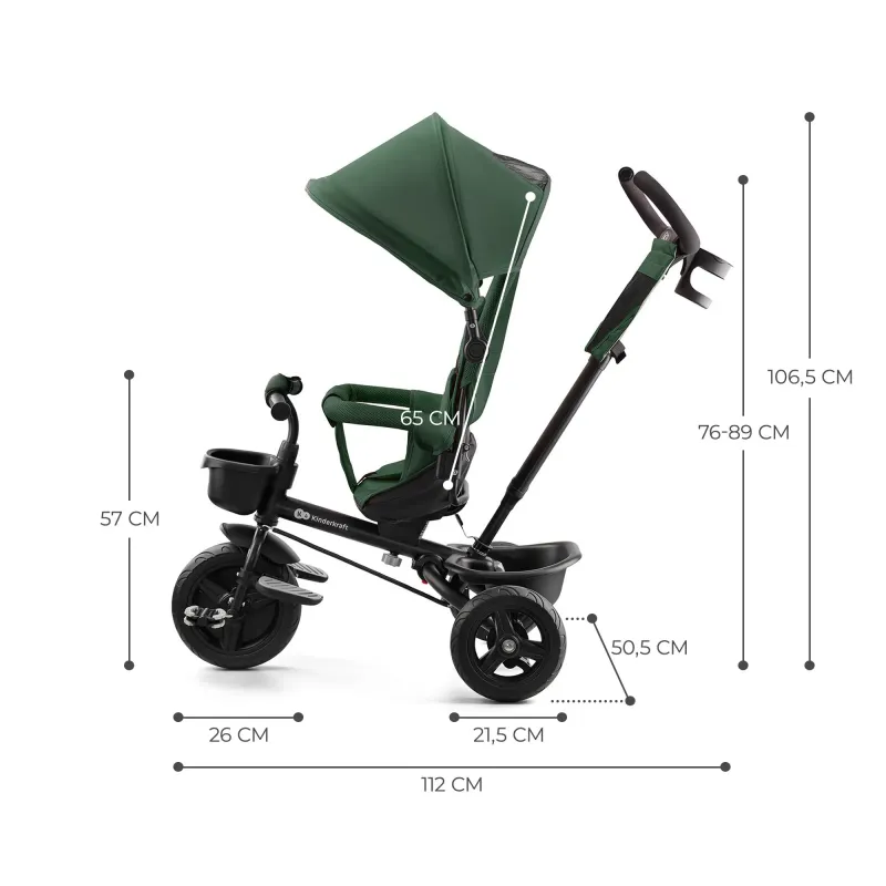 TRICICLETĂ COPII KINDERKRAFT AVEO, MYSTIC GREEN