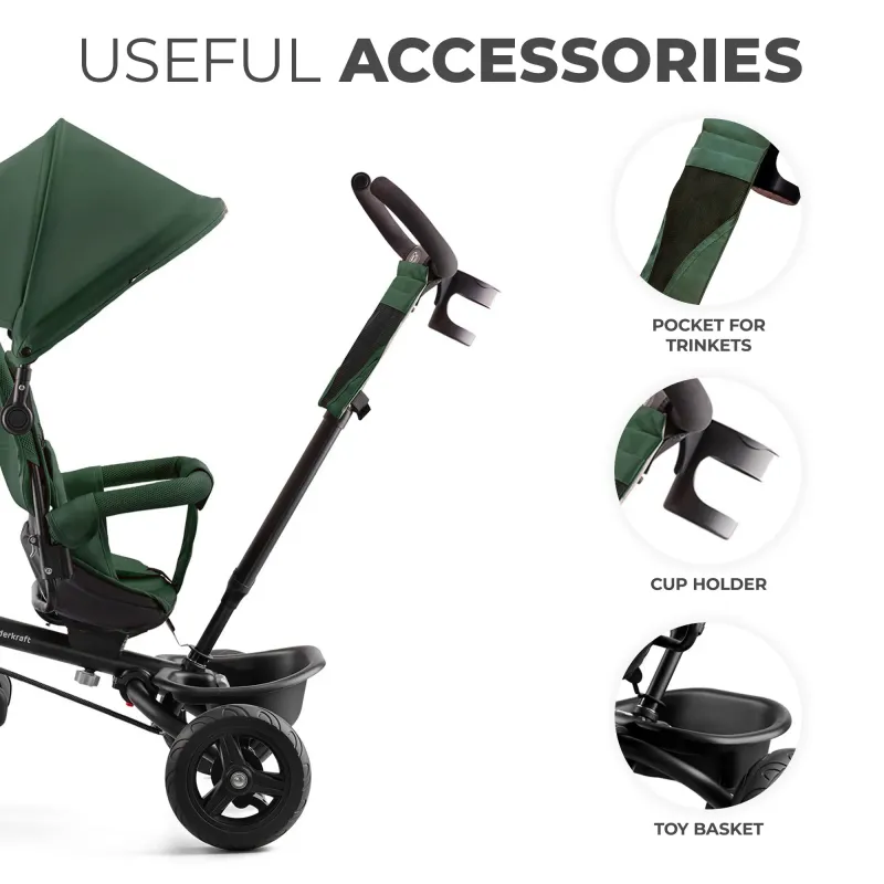 TRICICLETĂ COPII KINDERKRAFT AVEO, MYSTIC GREEN