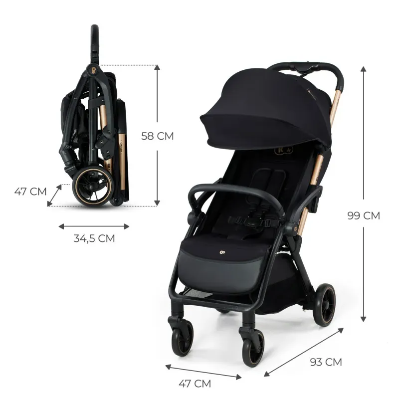 CĂRUCIOR SPORT KINDERKRAFT APINO, 0-22 KG, RAVEN BLACK