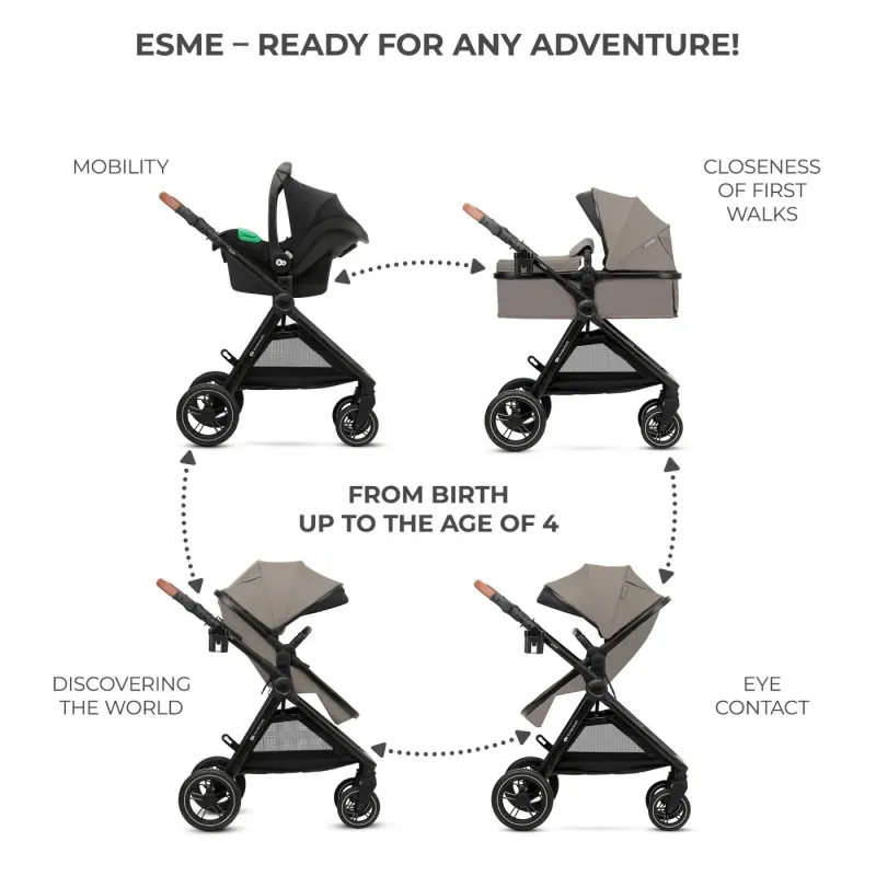 CĂRUCIOR KINDERKRAFT ESME, 3 IN 1, SAND BEIGE
