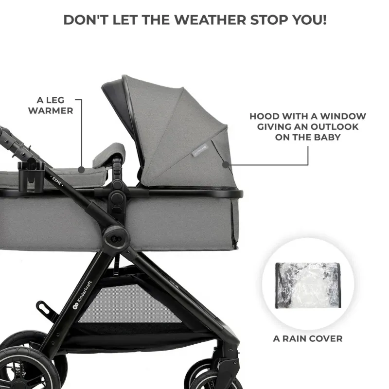 CĂRUCIOR KINDERKRAFT ESME, 3 IN 1, MOONLIGHT GREY