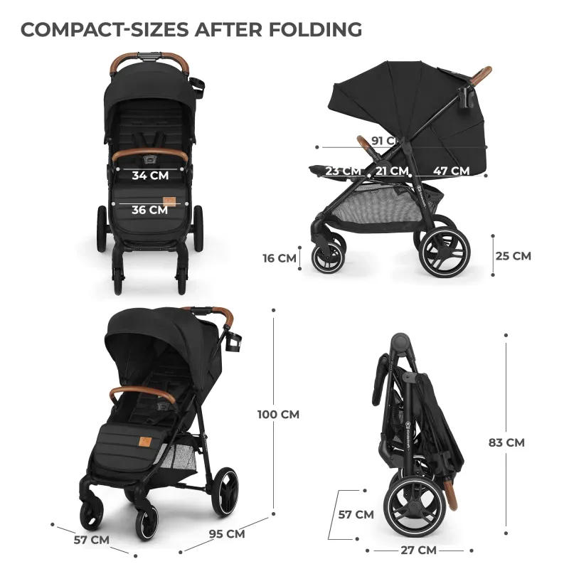 CĂRUCIOR SPORT KINDERKRAFT GRANDE PLUS, BLACK