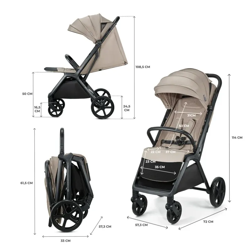 CĂRUCIOR SPORT KINDERKRAFT LOOM, 0-22 KG, LINEN BEIGE