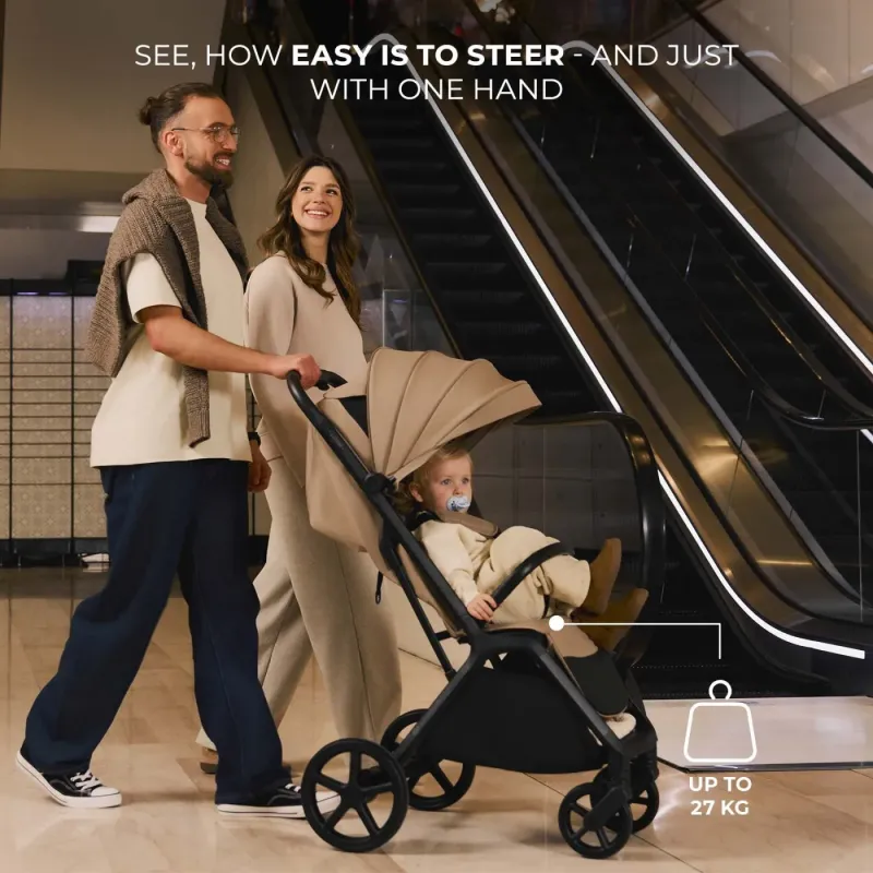 CĂRUCIOR SPORT KINDERKRAFT LOOM, 0-22 KG, LINEN BEIGE