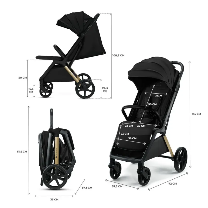 CĂRUCIOR SPORT KINDERKRAFT LOOM, 0-22 KG, INK BLACK