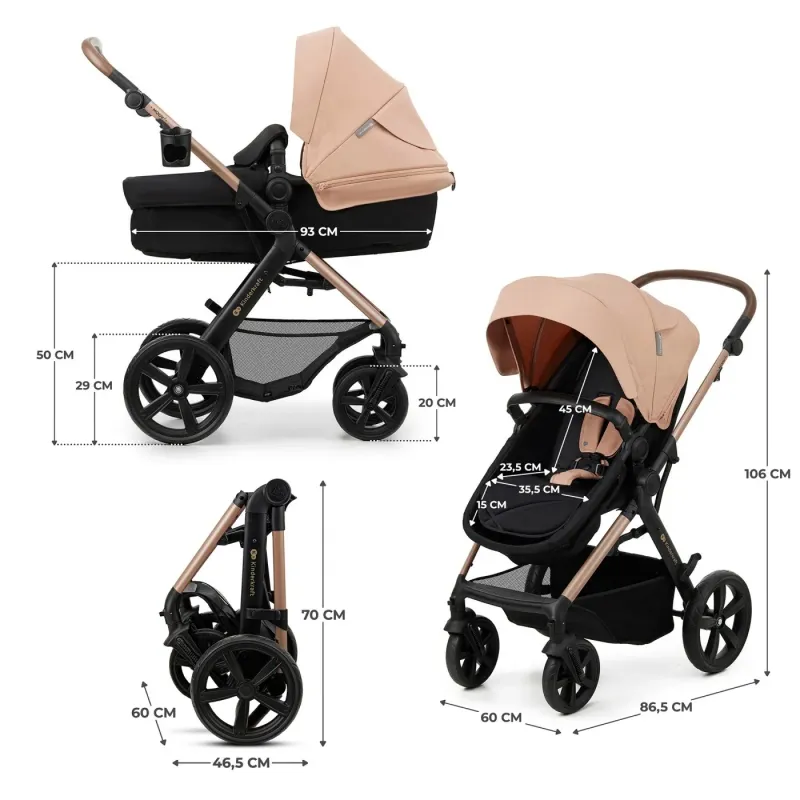 CĂRUCIOR 3 IN 1 KINDERKRAFT MOOV 2, SAND BEIGE