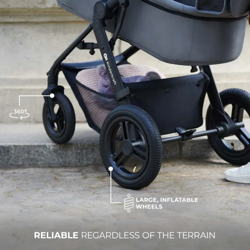 CĂRUCIOR MULTIFUNCTIONAL KINDERKRAFT MOOV 2 AIR 4IN1 PURE BLACK