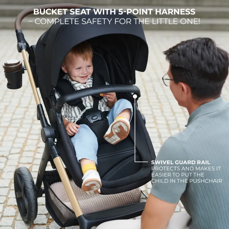 CĂRUCIOR MULTIFUNCTIONAL KINDERKRAFT MOOV 2 AIR 4IN1 PURE BLACK