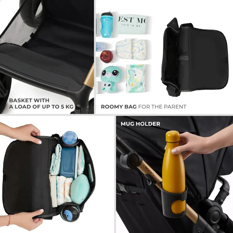 CĂRUCIOR MULTIFUNCTIONAL KINDERKRAFT MOOV 2 AIR 4IN1 PURE BLACK