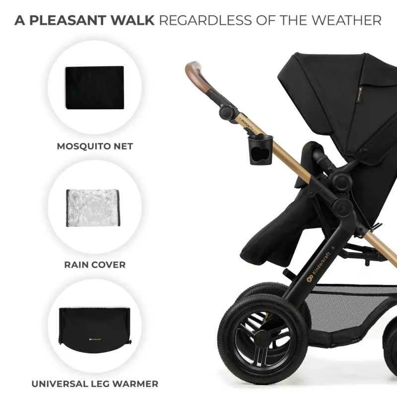 CĂRUCIOR MULTIFUNCTIONAL KINDERKRAFT MOOV 2 AIR 4IN1 PURE BLACK