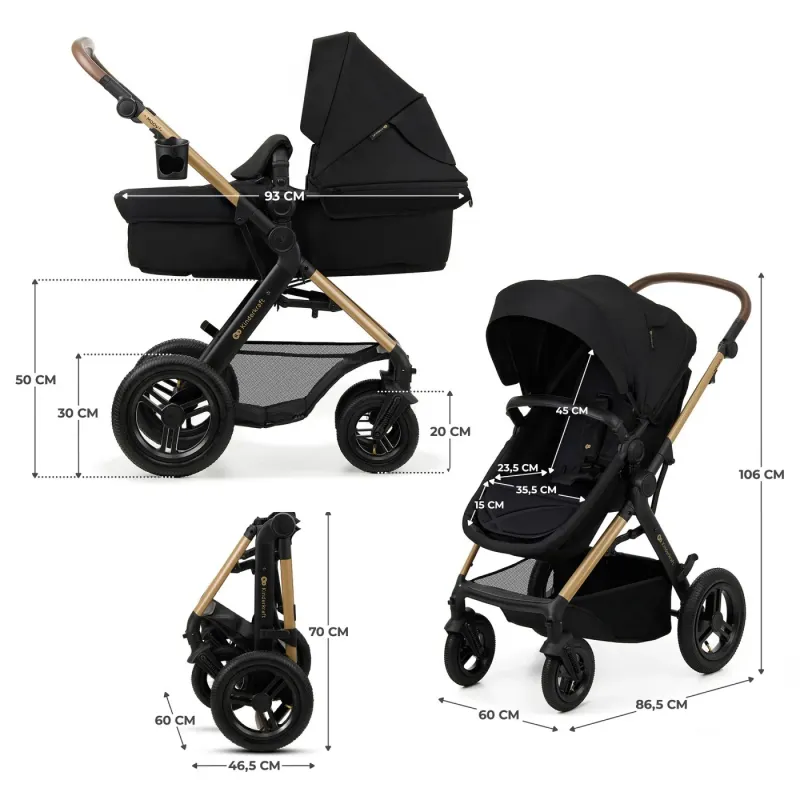 CĂRUCIOR MULTIFUNCTIONAL KINDERKRAFT MOOV 2 AIR 4IN1 PURE BLACK